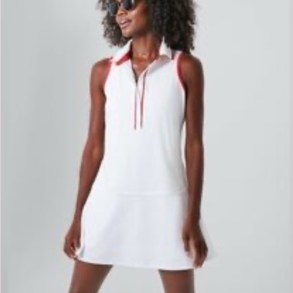 Tuckernuck Sterling Sleeveless Tennis Sport Dress White w/ Red Trim Medium